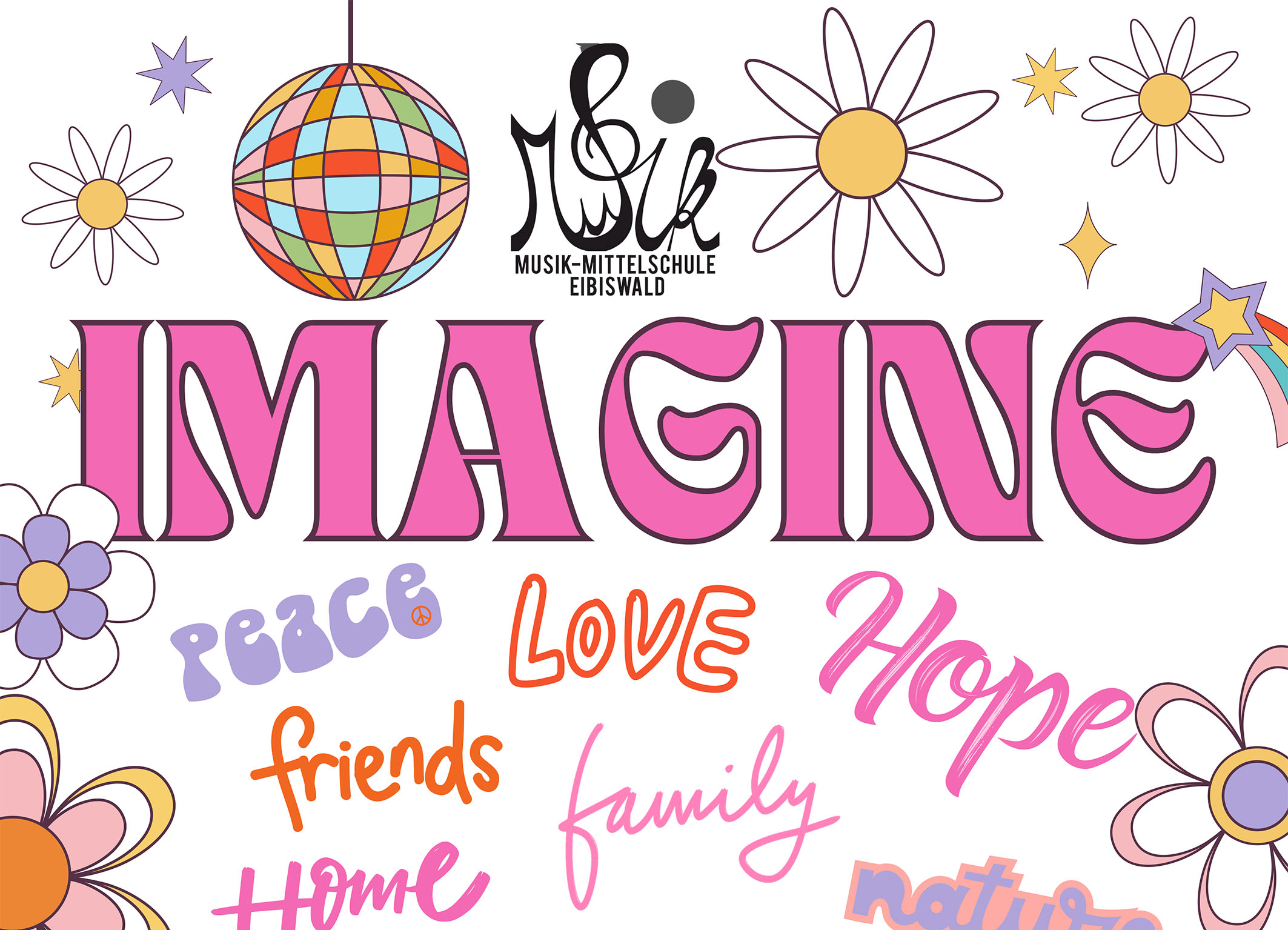 Peace Floral Retro Poster